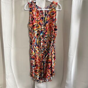Liz Claiborne Yucatan Getaway Dress Large Artsy Dopamine Festival NWT Boho 19447